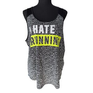 PINK Victoria Secret Tank Top Womens L Black Athleisure Gym I Hate Running